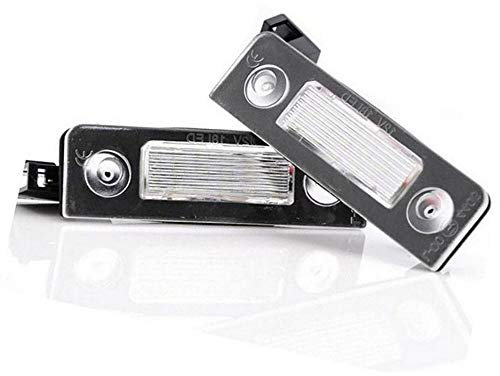 BOOMBOOST 2pcs Car LED License Plate Lights 12V SMD3528 Number Plate Lamp Canbus Bulb Kit Compatible for Skoda Octavia 1Z Roomster 5J