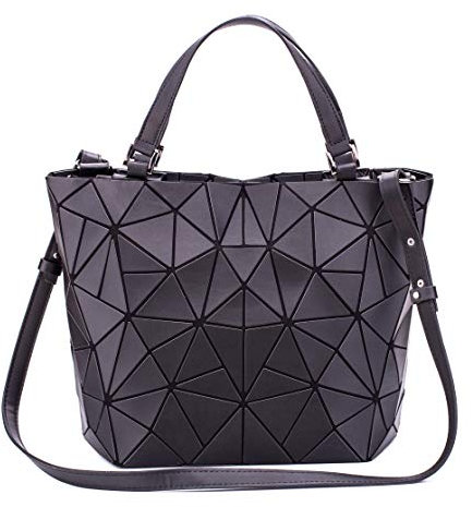 FZChenrry Geometrische Handtaschen Holographische reflektierende Umhängetasche Leuchtende Geldbörsen Umhängetasche Tote Black