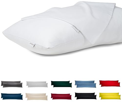 Seitenschläferkissen Bezug 40 x 145 Baumwolle Premium Satin 2er Set Kissenbezug Deko für Kissen Bett/Sofa Stoff Weicher Resistent Hypoallergen Anti-Milben Kopfkissenbezug Verdecktem Zip Voll Waschbar