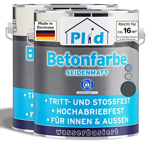 Plid® Betonfarbe Innen & Außen Frostsicher Anthrazitgrau 1,5L - Flüssigkunststoff Bodenbeschichtung - Betonfarbe Kellerboden - Bodenfarbe für Keller, Zement, Mauerwerk & Holz - Made in Germany