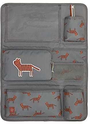 LÄSSIG Autoorganizer Autorücksitzorganizer Rücksitztasche für Auto zum Hängen zusammenklappbar/Car Wrap-to-Go Safari Tiger