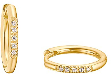 s.Oliver Creolen 925 Sterling Silber Damen Creolen, mit Zirkonia synth., 1,5 cm, Gold, Kommt in Schmuck Geschenk Box, 2032825