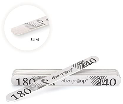 Aba Group Limes a Ongles Set - Kit Ongle - Limes a Ongles Professionnelle Slim (2mm) 10 Pcs - Onglerie Materiel Professionnel - Accessoire Ongle – Grit 180/240 - Forme Droite