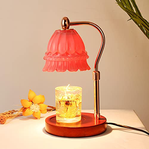DMJLI-T Tulip Candle Warmers Lamp, Dimmable Candle Melter, Yankee Wax Melting Lamp, Home Fragrance Accessories, For Small Large Size Jar Candles,Red