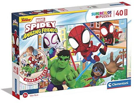 Clementoni - 25468 - Supercolor Puzzle 40 Floor Marvel Spidey - 40 Pieces - Jigsaw Puzzle Age 3+ For Kids