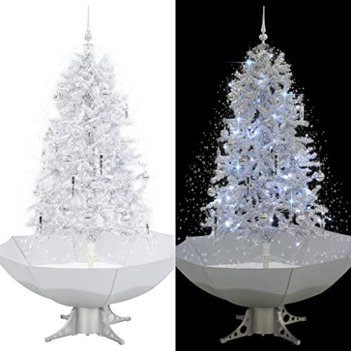 INLIFE Schneiender Weihnachtsbaum mit Schirmfuß Weiß 170 cm-4336