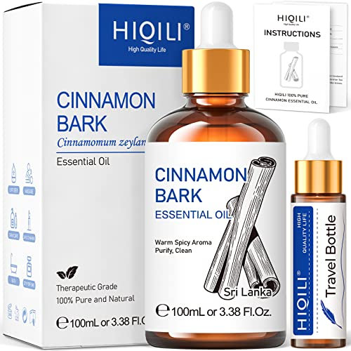 HIQILI Zimtöl 100ml, 100% Reine Ätherische Öle Zimt, Aromatherapieöl, Duftöl für Aroma Diffusor, Haut, Seifen