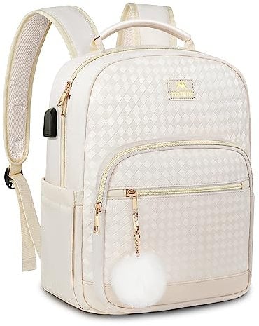 MATEIN Rucksack Damen Klein, Wasserdicht Cityrucksack Handtasche 2 in 1 mit USB Ladeanschluss, Rucksack Damen Elegant, Mini Womens Backpack Daypack Modern für Freizeit Schule Reisen Arbeit, Beige