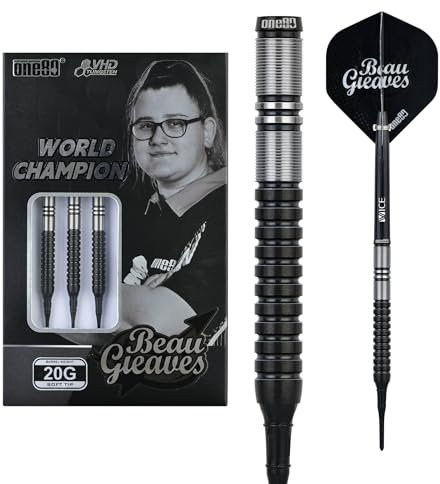 ONE80 Soft Dart Beau Greaves Beau n Arrow VHD Black Edition 90% Tungsten Softtip Dart Softdart (23 Gramm)