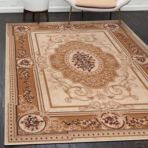 Mazovia Teppich Wohnzimmer 130x190cm Creme Orientalisch Traditionell Weich