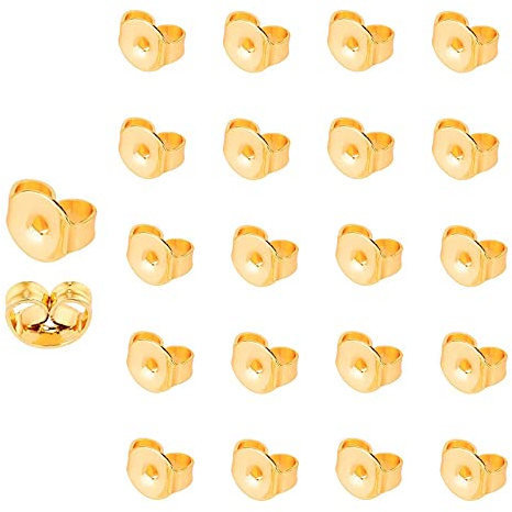 20 pezzi/10 paia di chiusure per orecchini a farfalla, in oro per sostituire chiusura a scatto per orecchini a lobo, per creazione di gioielli, reperti di gioielleria placcati oro 24 carati