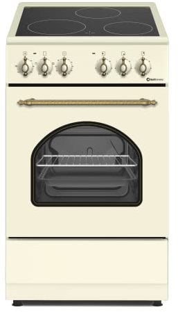COCINA VITROCERÁMICA CON HORNO ELECTRICO SOLTHERMIC CREMA RÚSTICA ACABADOS DORADOS/50 CM ancho, 3 FUEGOS/HORNO ELECTRICO