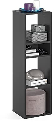 KOMTO Regal Schwarz - Bücherregal Standregal Würfelregal Büroregal 33,8 х 30,7 х 112,5 cm Bücherschrank RIM3 für Kinderzimmer Regal Wohnzimmer