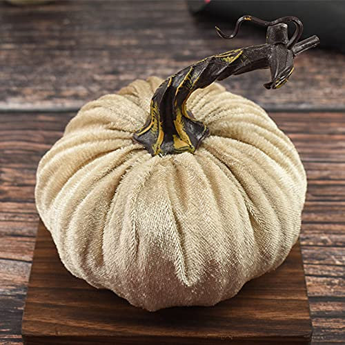 Zeiayuas Halloween Dekorative Kürbisse Thanksgiving Kürbis Dekorationen Künstliche Kürbisse Herbst Dekorationen Ernte Dekorationen Thanksgiving Weihnachten Halloween Home Kürbis Dekorationen (Beige)