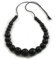 Avalaya Chunky Black Graduated Wood Bead Black Cord Necklace - 84cm Max/Adjustable