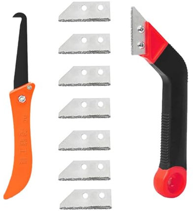 Grout Removal Caulking Tool Set, Grout Saw Knife with 7Pcs Extra Replacement Accessories, Tile Grout Hand Saw Angled Grout Clean Remover for Tile Cleaning