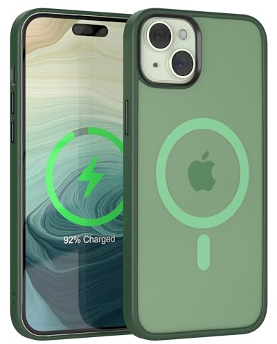EAZY CASE Ultra Schutz Outdoor Hülle kompatibel mit iPhone 15 Plus kompatibel mit Qi-Charging, hochwertige Schutzhülle mit Aufprallschutz, Stoßfest, Kratzfest, Handyhülle mit Kameraschutz, Nacht Grün