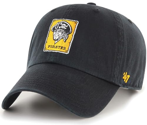 '47 MLB Cooperstown Clean-Up Adjustable Hat, Adult, Pittsburgh Pirates - Black, One Size