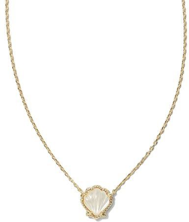 Kendra Scott Brynne Shell Short Pendant Necklace, 14k Gold-Plated Brass, Ivory Mother Of Pearl, Fashion Jewelry for Women
