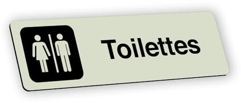 DELTA-SIGNALETIC.COM Graviertes selbstklebendes Namensschild Toiletten beige Format 20x6 cm