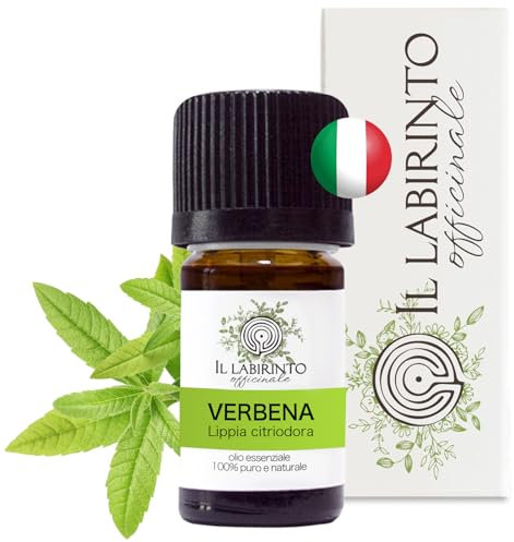 Olio Essenziale Verbena puro alimentare italiana Il Labirinto Officinale - Oli Essenziali Naturali - Olio essenziale per Diffusori e Umidificatori, Aromaterapia - Vegan - 5ml