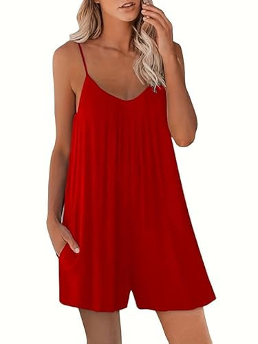 Haibang Salopette Donna Estiva Tute Corte Donna Senza Manica Allentata Casual Jumpsuit con Tasche Sexy Playsuit Morbida Monopezzi e Tutine Elegante Overall Romper Pantaloncini Spiaggia Vacanza Outfit