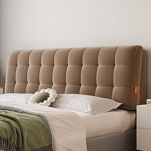 Großes Kopfteilkissen,Rechteck-Kopfteil-Lesekissen,Keilförmiges Kopfteil-Stützkissen,Gepolsterte Bettrückenlehne,Nachttisch-Polster,Kaffee,Queen/59x23x4In