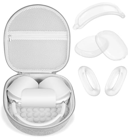 3 in 1 Silicone Cover and Case for Apple Airpods Max Headphones, AirPods Max Hard Case and Anti-Scratch Ear Pad Case Covers/Ear Cups Cover/Headband Accessories (4pcs)