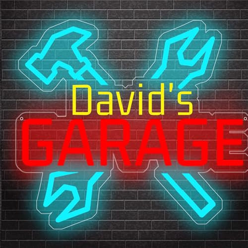 MYZQIFF Personalisierte Schraubenschlüssel Werkzeug Garage Neon Zeichen für Wand Dekor, benutzerdefinierte Name Auto Garage LED Neon Lichter für Garage Dekoration, Weihnachten Papa Mechanic Geschenke