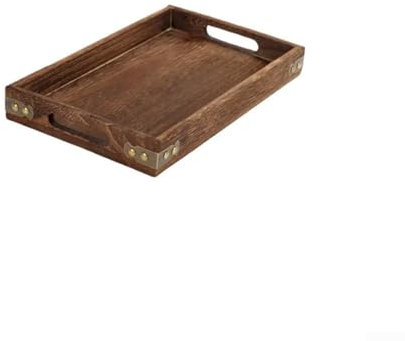 Tray With Handles,Wooden Tray,Brown Tea Drink Tray, Rectangular Wooden Tray With Handles,Dinner Tray For Bedroom, Living Room, Kitchen, Hospital(Small)