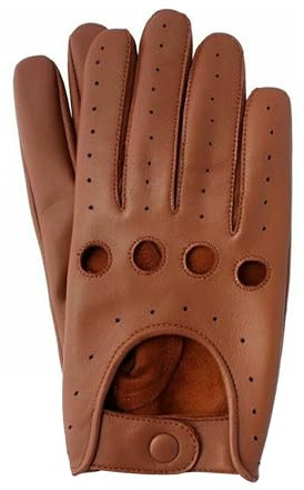 COLOURLINX Mens Leather Driving Gloves italian Desgin soft and thin Lambskin Leather Gym Wheel Chair Gloves (Tan, L)