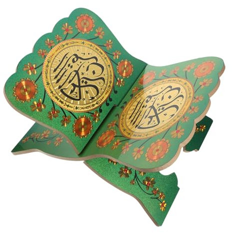 Lurrose Koran-Bücherregal - Bücherregal - Leseständer - Buchaufsteller - Buchpräsentation buchstütze Buchhalter Ständer für Bibelhalter X-förmiger Leseständer Buchanzeige Holz Light Green