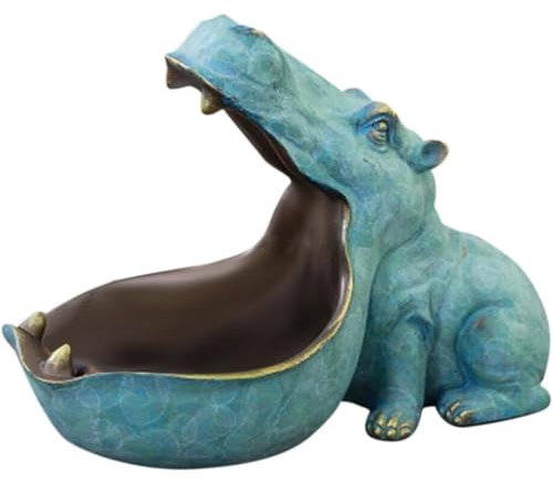 Hippo Candy Dish, Large Mouth Resin Hippo Funny Candy Dish, Multi-Functional Decorative Bowl for Remote Controls, Keys, Cell Phones, Watches and Candies