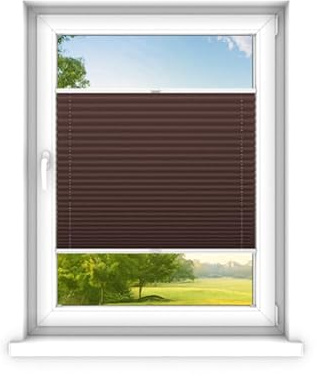 time4blinds - Plissee Rollo ohne Bohren nach Maß - Faltrollo - Plisseerollo Sichtschutz und Sonnenschutz - Einfache Montage - Fertifplissee Rollo - 120x200 cm - Klassisch braun