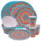 Juego de vajilla de melamina de 16 piezas | Platos, cuencos, tazas y platos de postre de estilo marroquí | Servicio para 4 | Reutilizable y duradero | Ideal para interiores, exteriores, picnics y