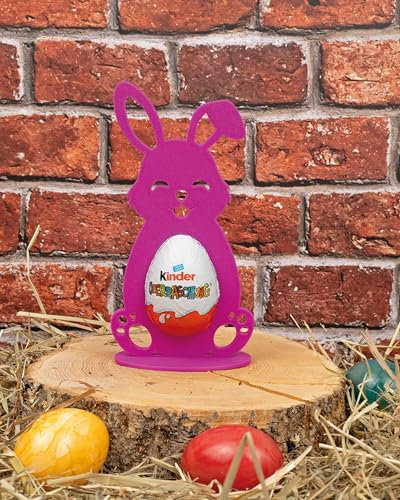 maxx.onLine Osterhase für Kinder Überraschungsei mit Schlappohr und süßem Lächeln, Osterhasen Deko, kleines Ostergeschenk für Kinder & Erwachsene, Ü-Ei Halter, Osterhasen mit schönen Farben (rosa)