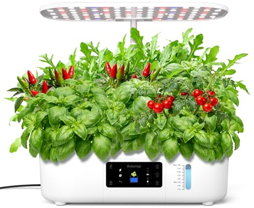 GOLUMUP Serra Idroponica 13 Baccelli, Smart Garden con Doppia modalità di Coltivazione, con Luce LED per Coltivazione, Timer Automatico, Altezza Regolabile, Bianco