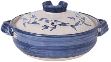 BIBTOO Suppentopf aus Keramik, runder Topf aus Terrakotta, Suppentopf, hitzebeständig, Schongarer für Reis (2,2 l)
