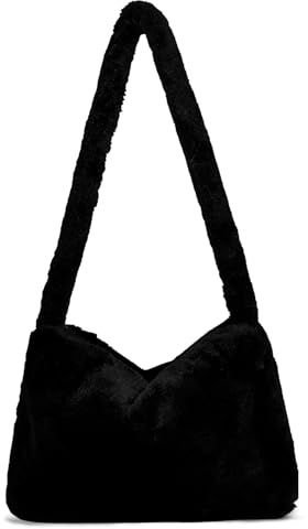 MAOSHYMS Plüsch Handtasche Geschwollen Plüsch Handtasche Damen mit Reißverschluss Plüschs-Umhängetasche Große Kapazität