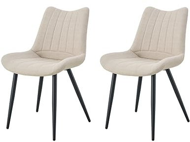 xonox.home – 4 Fuß Stuhl Lotta 53x86x59 cm Creme 2er Set – Zeitloser Esszimmerstuhl robust und stabil – Bis 120 kg belastbar – Komfortabler Design-Stuhl für modernes Wohnzimmer und Essbereich