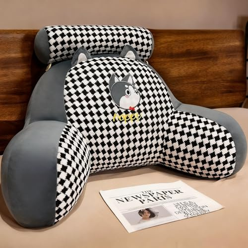 LANPEW Lesekissen mit Armlehnen 70x50cm, EIS-Seide-Bohne & Kristall-Samt | Rückenkissen, Stuhlkissen, Gaming-Stuhlkissen, Bürostuhlkissen, plüschig, waschbar, für Sofa, Bett, Boden