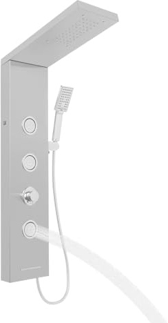 Pannello doccia a LED senza rubinetto, 4 funzioni pannello doccia con doccia a pioggia, 3 ugelli massaggianti, doccetta e beccuccio per vasca da bagno, colonna doccia in acciaio inox 304