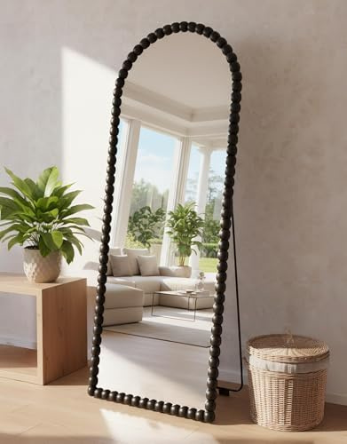Antok 193x86 cm Ganzkörperspiegel Standspiegel - Arch Gerader Winkel Spiegel mit HD Glas BogenSpiegel Wandspiegel für Wohnzimmer Schlafzimmer, Schwarz