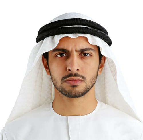 TINAYAUE Männer Hijab Arabisches Kopftuch mit Stirnband Muslimisches Kopftuch Islam Hijab Moslem Schal Arabisch Kopfkappe Atmungsaktives Kopfbedeckung Weich Hidschab für Gebet, Ramadan