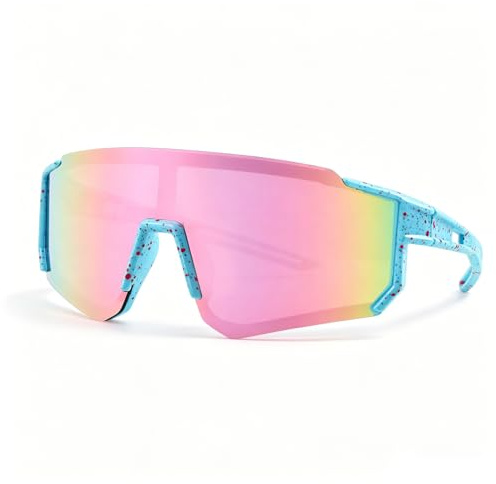 EKKONG Gafas Ciclismo Niño, Gafas de Sol Niño, Gafas de Sol Deportivas para Niños, Gafas de Bicicleta para Infantiles, Protección UV 400 para Niños y Niñas para Ciclismo, Correr y Tenis (Azul claro)