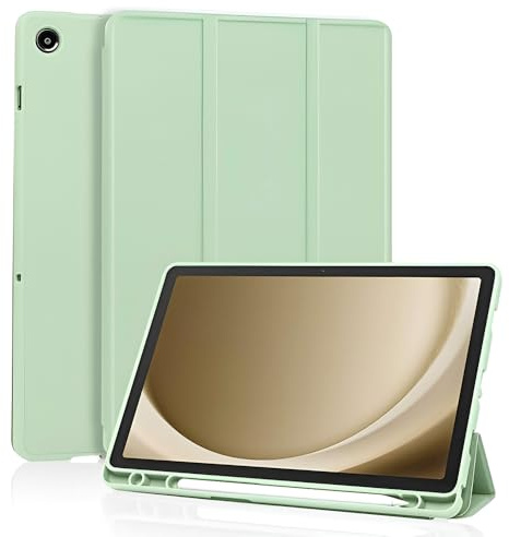 Techsuit für Samsung Galaxy Tab A11 Plus und A9 Plus Hülle mit Stifthalter, Dreifach Ständer, Schlankes Design, Anti Fingerabdruck, Präzise Aussparungen, Flex Trifold Series, Matcha Green