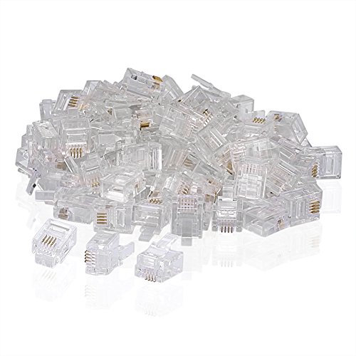 SIENOC 100 PCS RJ11 Plug 6P4C Teléfono Modular Teléfono Conector Conector Adaptador de Crimpar