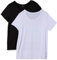 Amazon Essentials Damen Active Quick Dry Tech Stretch Kurzarm-T-Shirt mit V-Ausschnitt (in Übergröße erhältlich), 2er-Pack, Schwarz/Weiß, XL