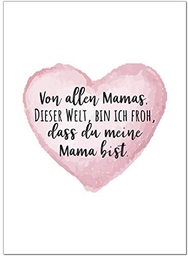 Einladungskarten Manufaktur Hamburg Muttertag Karte | Postkarte zum Muttertag für Mama mit Spruch | Beste Mama der Welt | Muttertagskarte zum Geschenk oder als Gutschein mit Umschlag