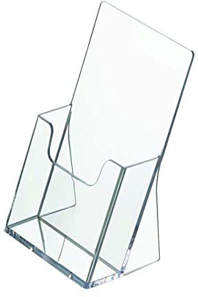 ogoPLUS 10 Stück Prospektständer DIN lang Hochformat/Prospekthalter Flyer-Ständer Werbung Aufsteller Tisch-Prospektständer/Prospektbox/Werbung, glasklar, leichte Neigung für optimales Blickfel